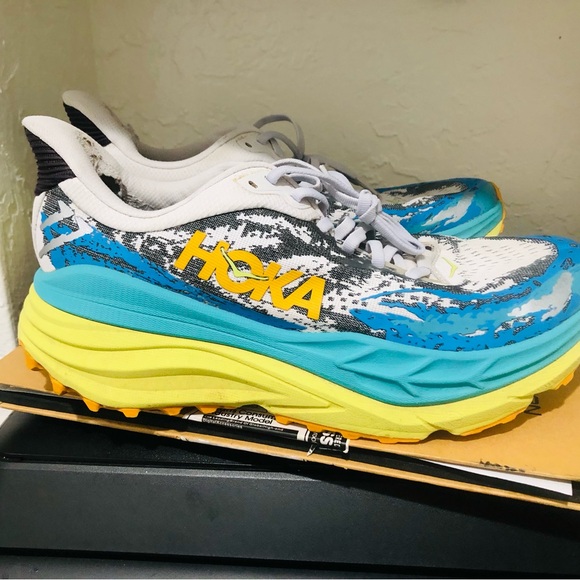 Hoka Shoes - Hoka Clifton-style Running Shoes in Blue, Yellow & White